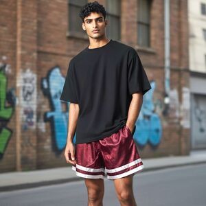 Xara 90s Rare Vintage Nylon Glanz Soccer Shorts Silky Shiny Maroon White